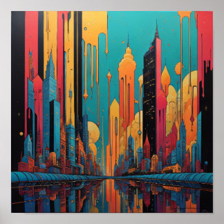 Póster Ciudad psicodélica