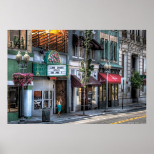 Póster Ciudad - Roanoke, VA - Abajo una calle fina