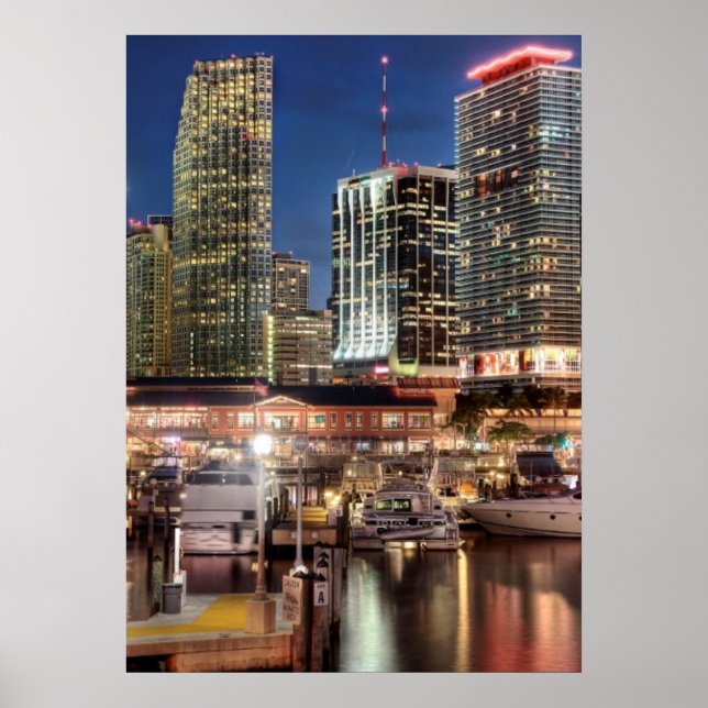 Póster Ciudad skyline de Miami en Florida (Frente)