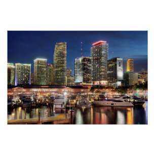 Póster Ciudad skyline de Miami en Florida