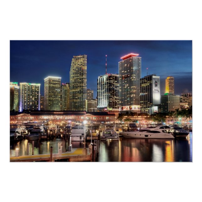 Póster Ciudad skyline de Miami en Florida (Anverso)
