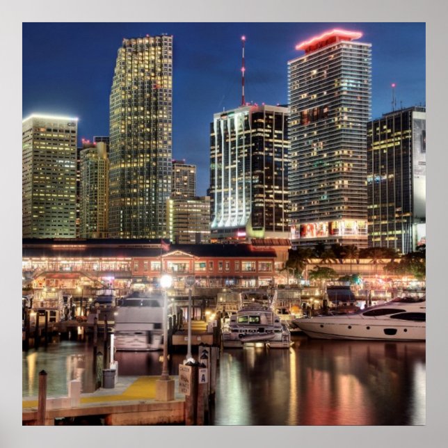 Póster Ciudad skyline de Miami en Florida (Frente)