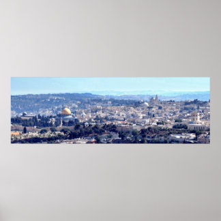 Póster Ciudad vieja Jerusalén - Vista desde el Monte Scop