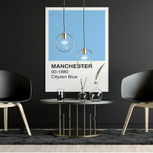 Póster Ciudadano azul de Manchester - Frontera blanca