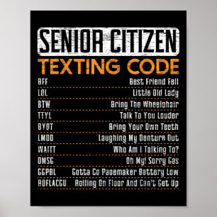 Póster Ciudadano Mayor Enviando Textos De Código Para Un