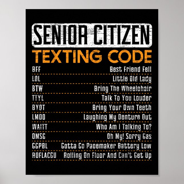 Póster Ciudadano Mayor Enviando Textos De Código Para Un  (Frente)