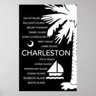 Póster Ciudades del SC de Charleston - negro