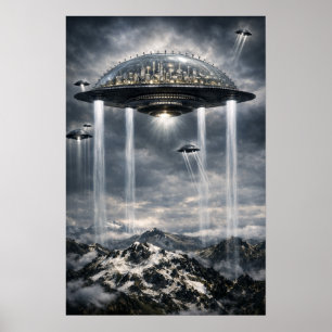Póster Ciudades Retro de Ciencia Ficción Fantasía del Fut