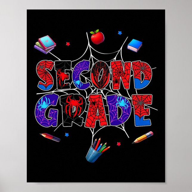 Póster Ck To School 2nd Grade Boys Gamer First Day Second (Frente)