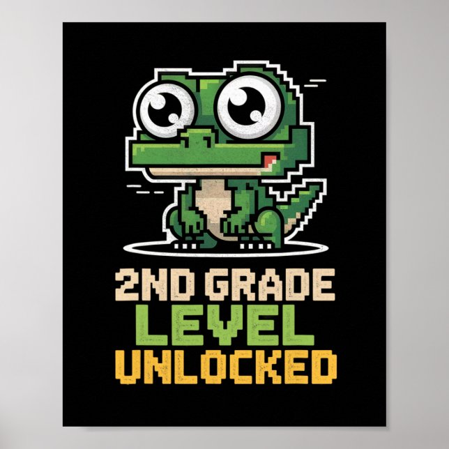 Póster Ck To School 2nd Grade Lizard Gamer Second Level U (Frente)