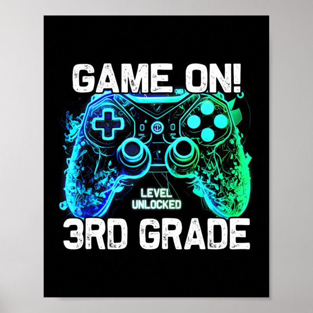 Póster Ck To School 3rd Grade Boys Gamer First Day School (Frente)