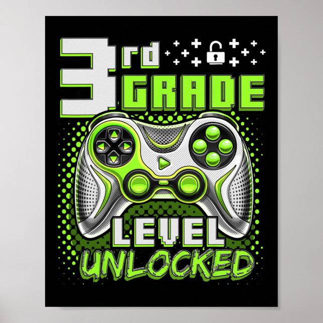 Póster Ck To School 3rd Grade Boys Gamer First Day School (Frente)