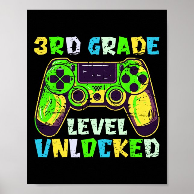 Póster Ck To School 3rd Grade Boys Gamer First Day Third  (Frente)