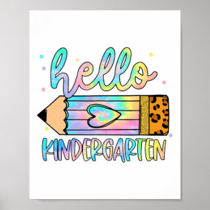 Póster Ck To School Hello Kindergarten Leopard Tie Dye Pe