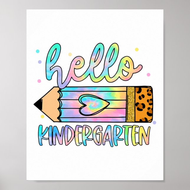 Póster Ck To School Hello Kindergarten Leopard Tie Dye Pe (Frente)