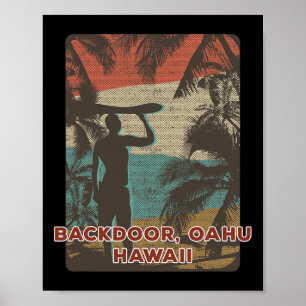 Póster Ckdoor Oahu Hawái Vintage Surfing Playa Coco T