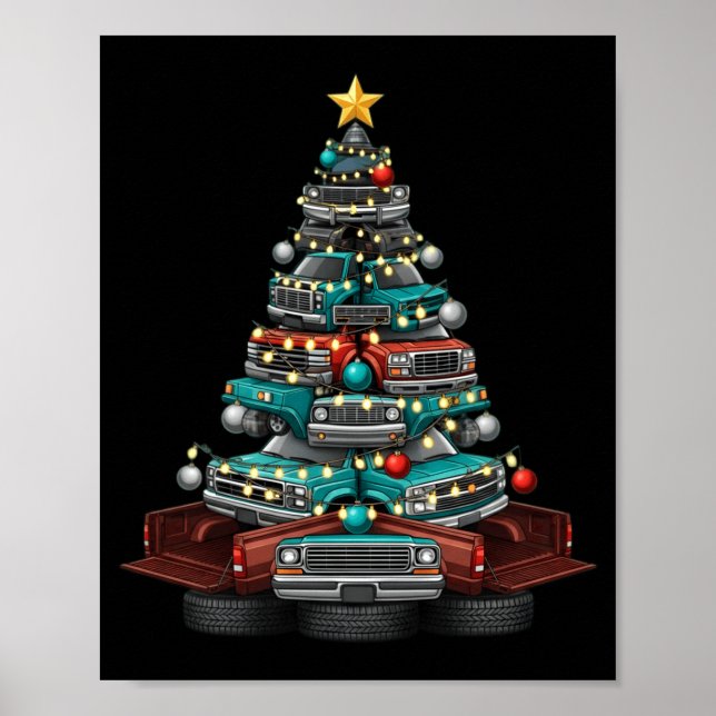 Póster Ckup Truck Christmas Tree Funny Clic Car Graphic M (Frente)