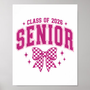 Póster Cl De 2026 Senior 2026 Pink Coquette Bow Graduatio