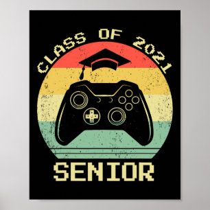 Póster Cl Of 2021 Cute Graduation Gift Video Game Gamer 1
