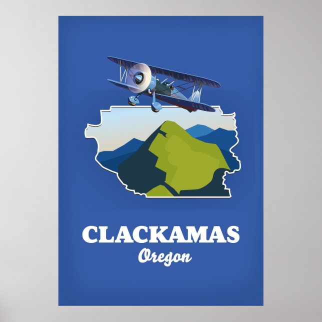 Póster Clackamas Oregón EE. UU. mapa (Frente)