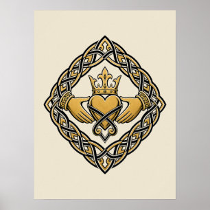 Póster Claddagh de Blackwork