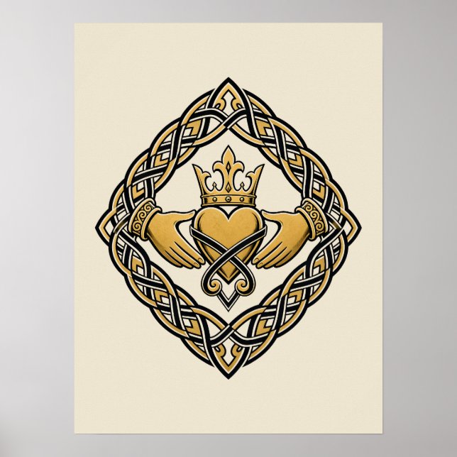 Póster Claddagh de Blackwork (Frente)