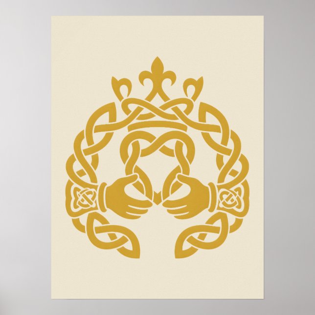Póster Claddagh de Nudillo Dorado (Frente)