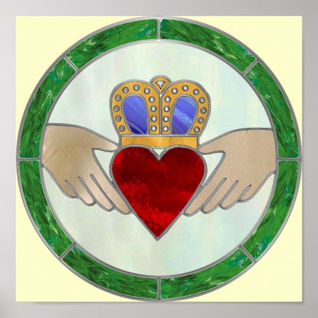 Póster Claddagh irlandés (Frente)