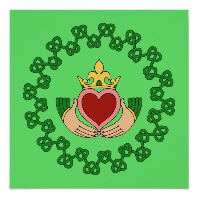 Póster Claddagh y Green Knotwork (Anverso)