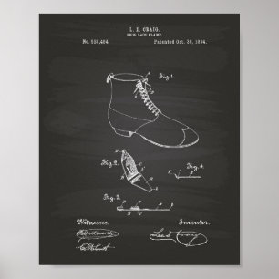 Póster Clamp de encaje de zapatos 1894 Patent Art Chalkbo