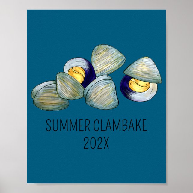 Póster Clams Clambake Rhode Island New England Seafood  (Frente)