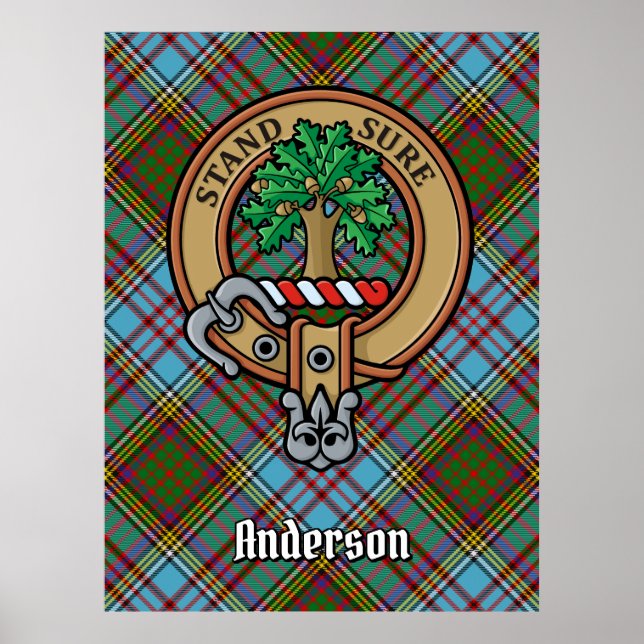 Póster Clan Anderson Escudo sobre Tartán (Frente)