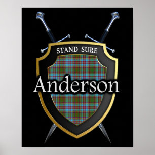 Póster Clan Anderson Tartan Scottish Shield & Swords