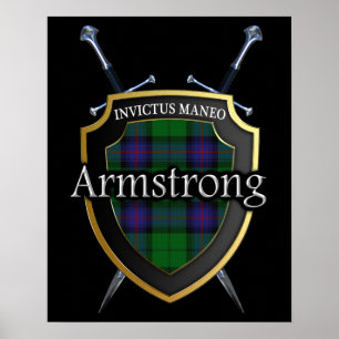 Póster Clan Armstrong Tartán Scottish Shield & Swords