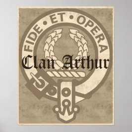 Póster Clan Arthur Crest Badge Sepia Poster