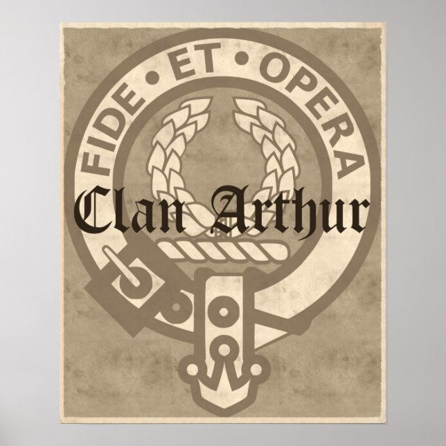 Póster Clan Arthur Crest Badge Sepia Poster (Frente)