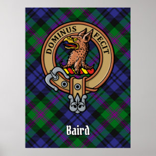 Póster Clan Baird Escudo sobre Tartán