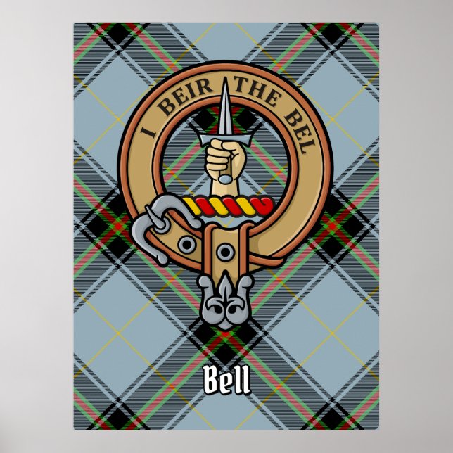 Póster Clan Bell Escudo sobre Tartán (Frente)