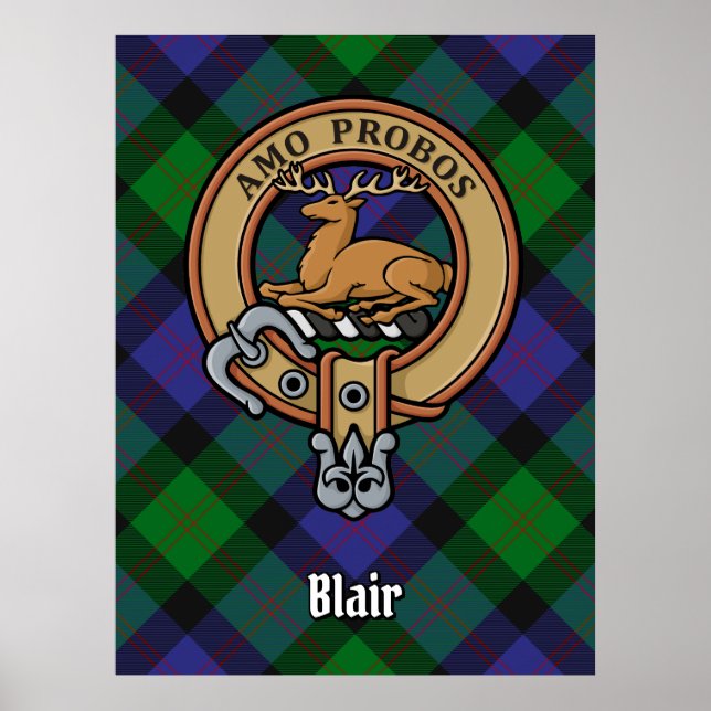 Póster Clan Blair Escudo por Tartán (Frente)