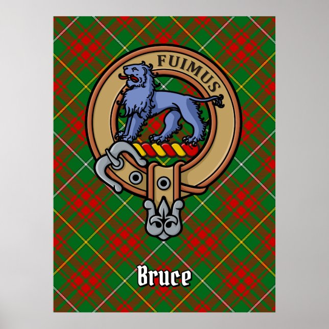 Póster Clan Bruce Escudo sobre la caza de tartán (Frente)