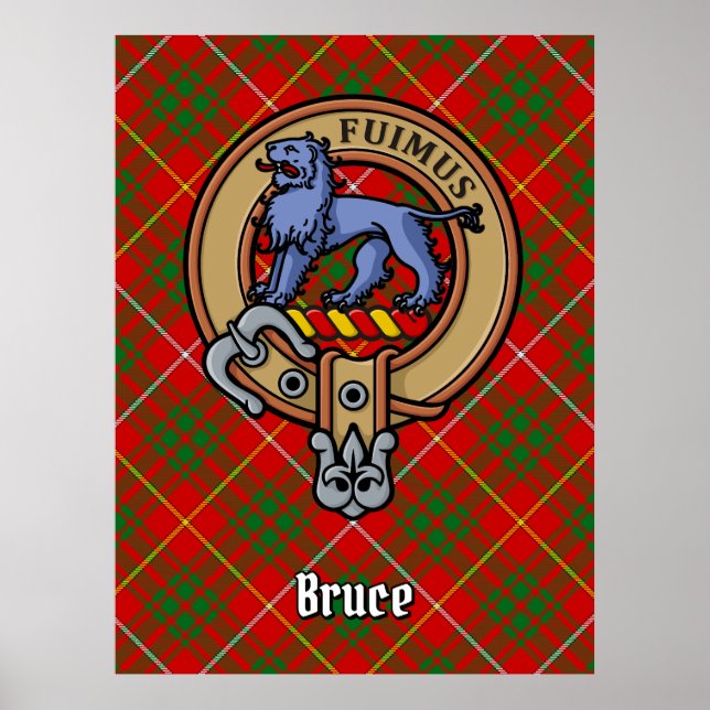 Póster Clan Bruce Escudo sobre Tartán (Frente)