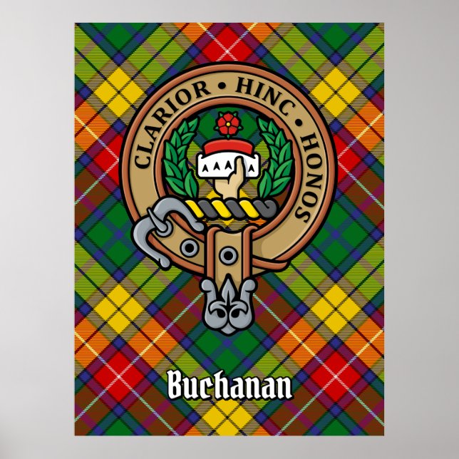 Póster Clan Buchanan Escudo por Tartán (Frente)
