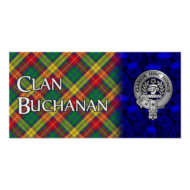Póster Clan Buchanan Escudo y Tartán (Anverso)