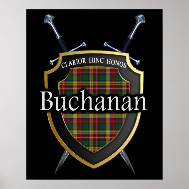 Póster Clan Buchanan Scottish Shield & Swords (Frente)