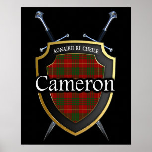 Póster Clan Cameron Tartan Scottish Shield & Swords