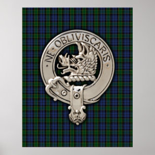 Póster Clan Campbell Escudo y Breadalbane Tartan