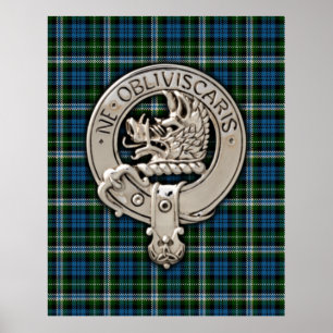 Póster Clan Campbell Escudo y Vestir Tartán