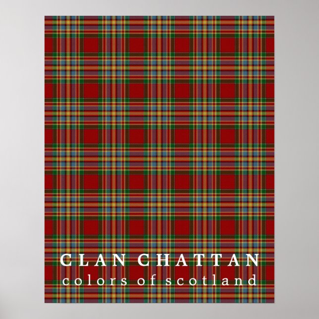 Póster Clan Chattan Colores de Escocia Tartán (Frente)