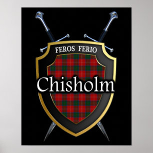 Póster Clan Chisholm Tartan Scottish Shield & Swords