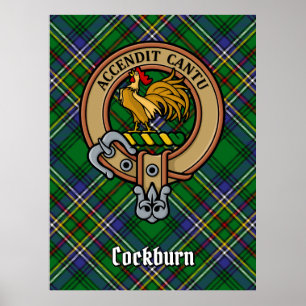 Póster Clan Cockburn Escudo sobre Tartán